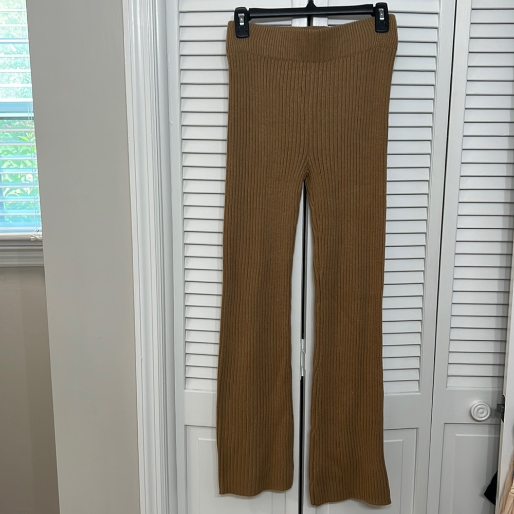 woven cotton flare pants